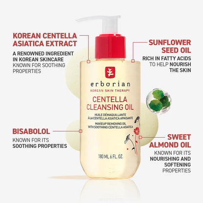 Erborian Cleansing Oil - Gentle Makeup Remover with Centella Asiatica for Soothing & Hydrating, Korean Skincare, 1 Fl Oz Avelisse