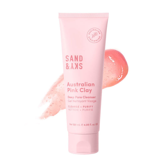 Sand & Sky Pink Clay Deep Pore Cleanser – Face Wash with Witch Hazel & Squalane for Oily Skin, 4.2 oz