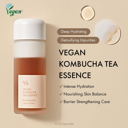 Dr.Ceuracle Vegan Kombucha Tea Essence – Hydrating Milky Toner with Kombucha Tea Extract, Centella Asiatica & Ceramide, Korean Skincare Essence (150 ml / 5.07 fl. oz.)