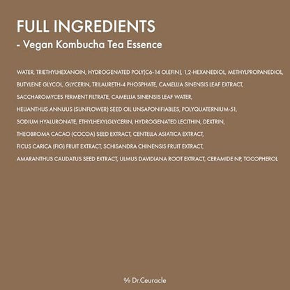 Dr.Ceuracle Vegan Kombucha Tea Essence – Hydrating Milky Toner with Kombucha Tea Extract, Centella Asiatica & Ceramide, Korean Skincare Essence (150 ml / 5.07 fl. oz.)