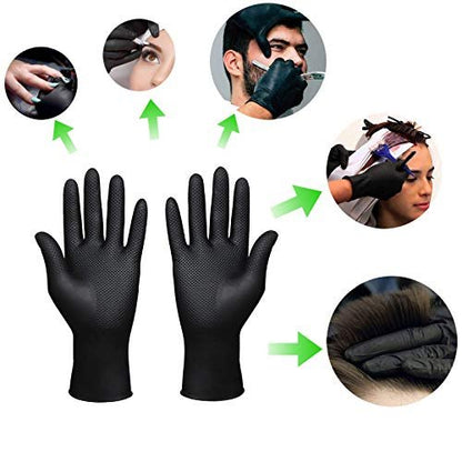 SUNHHX Reusable Hair Dye Gloves - Large Black Rubber Gloves for Professional Hair Coloring