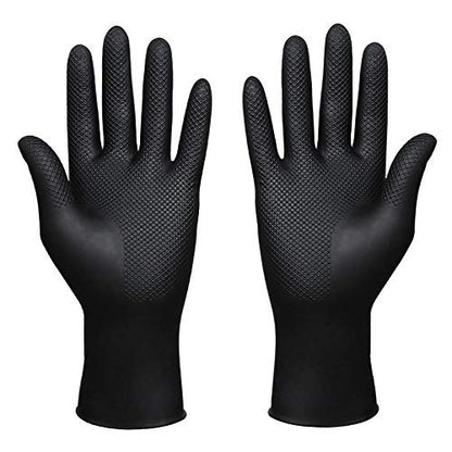 SUNHHX Reusable Hair Dye Gloves - Large Black Rubber Gloves for Professional Hair Coloring