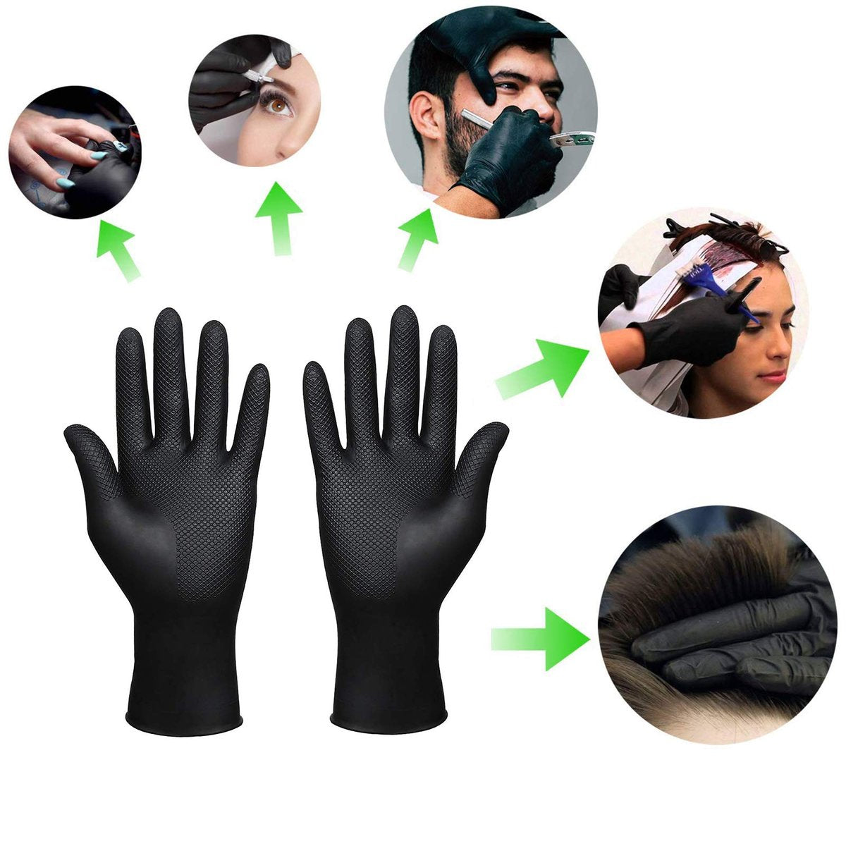 SUNHHX Reusable Hair Dye Gloves - Large Black Rubber Gloves for Professional Hair Coloring - görsel 3
