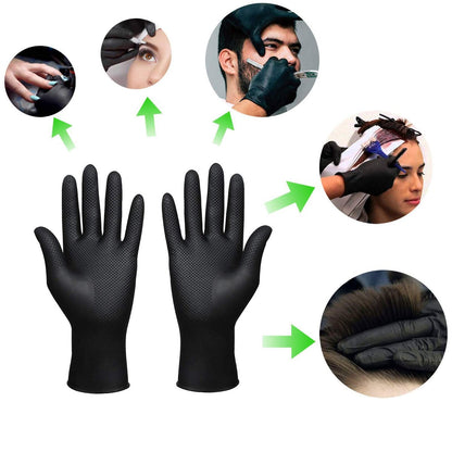 SUNHHX Reusable Hair Dye Gloves - Large Black Rubber Gloves for Professional Hair Coloring