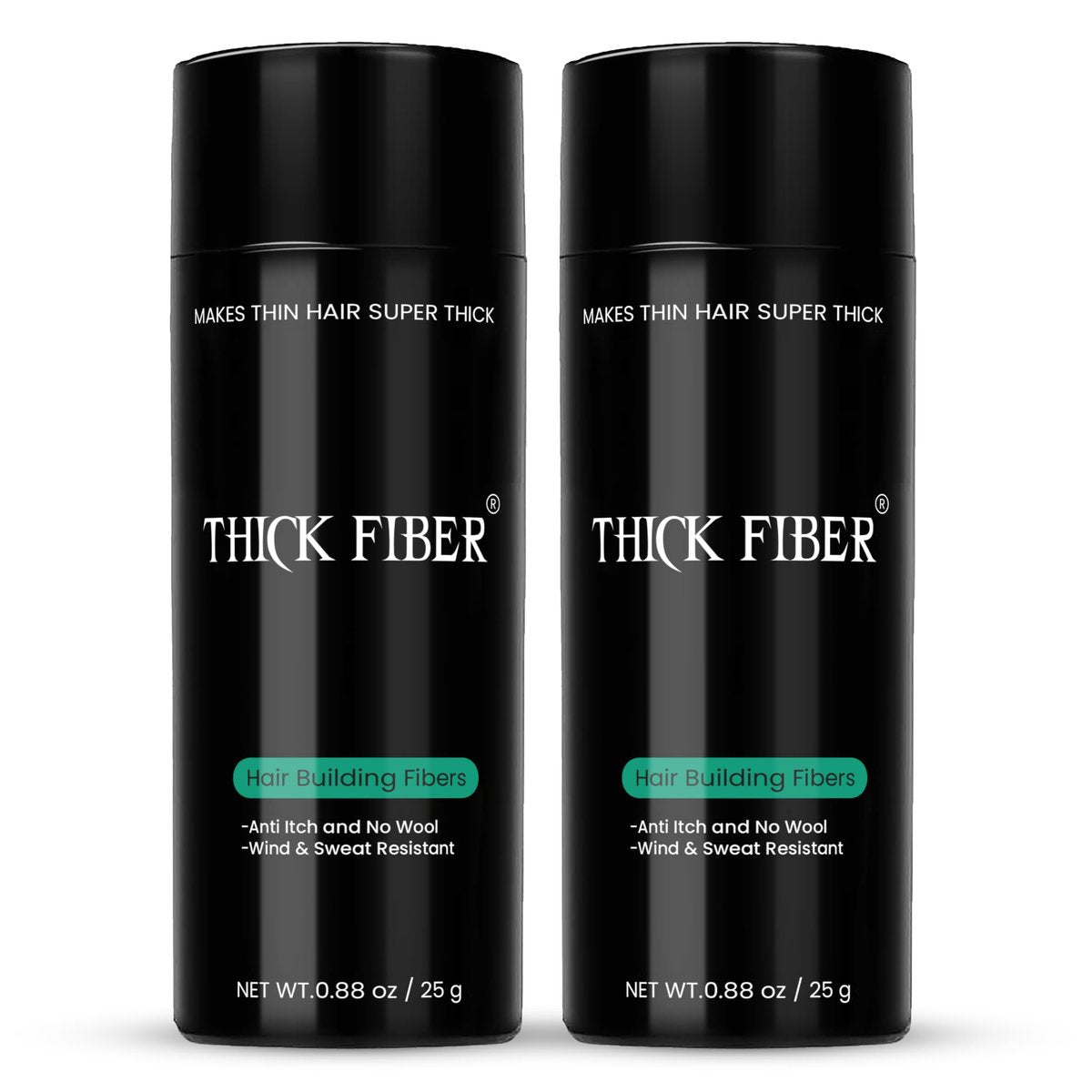 THICK FIBER Hair Fibers for Thinning Hair & Bald Spots (Dark Brown, Pack of 2) - 25g Bottle - Conceals Hair Loss in Seconds - Hair Powder for Women & Men Avelisse