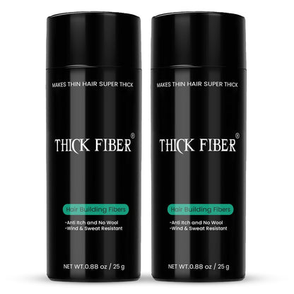 THICK FIBER Hair Fibers for Thinning Hair & Bald Spots (Dark Brown, Pack of 2) - 25g Bottle - Conceals Hair Loss in Seconds - Hair Powder for Women & Men Avelisse
