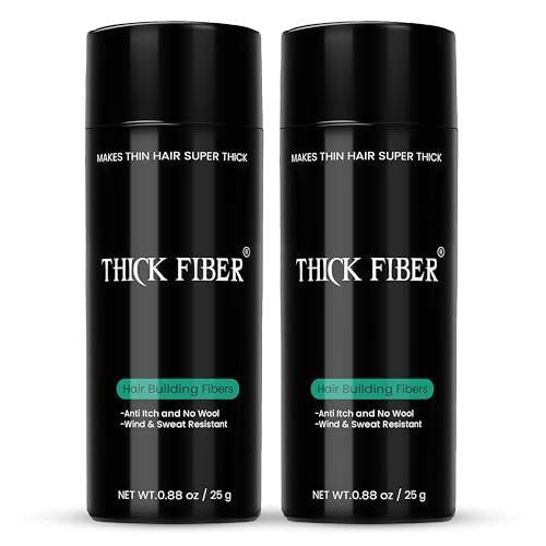 THICK FIBER Hair Fibers for Thinning Hair & Bald Spots (Dark Brown, Pack of 2) - 25g Bottle - Conceals Hair Loss in Seconds - Hair Powder for Women & Men Avelisse