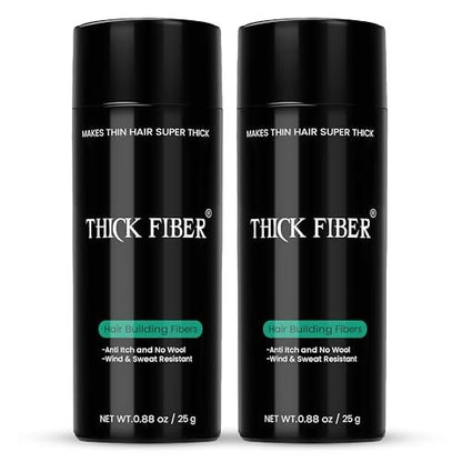 THICK FIBER Hair Fibers for Thinning Hair & Bald Spots (Dark Brown, Pack of 2) - 25g Bottle - Conceals Hair Loss in Seconds - Hair Powder for Women & Men Avelisse
