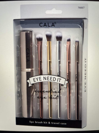Cala 5-Piece Brush Kit with Travel Case - Multicolor Eyeshadow Brushes Set for Flawless Makeup Application