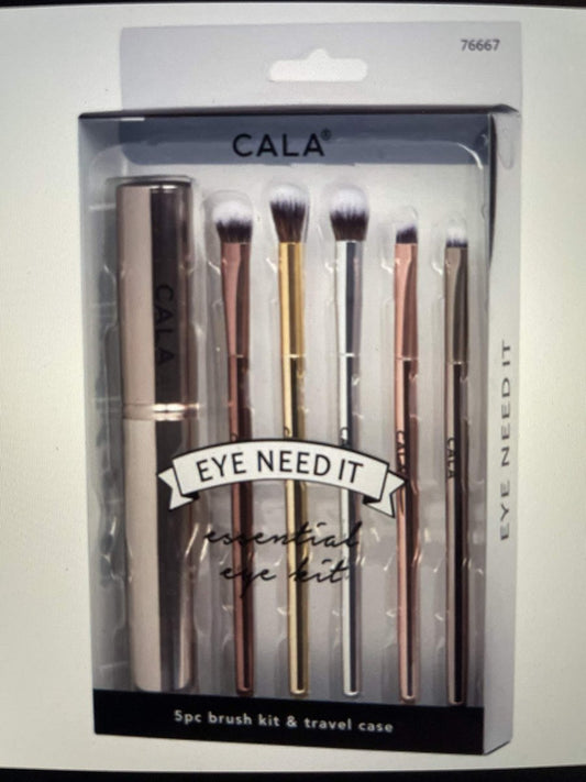 Cala 5-Piece Brush Kit with Travel Case - Multicolor Eyeshadow Brushes Set for Flawless Makeup Application