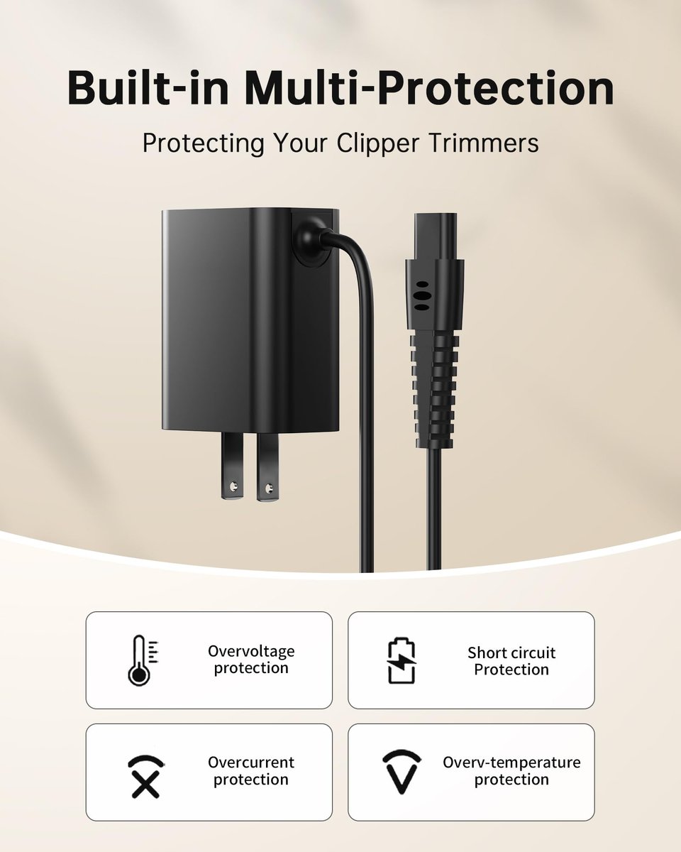 VHBW 4.5V Charger for BaByliss PRO FX870 FX825 Clipper - 6.5FT Extra Long Power Cord Replacement Avelisse