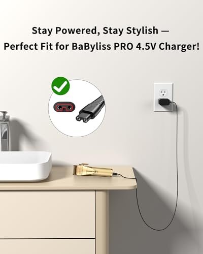 VHBW 4.5V Charger for BaByliss PRO FX870 FX825 Clipper - 6.5FT Extra Long Power Cord Replacement Avelisse