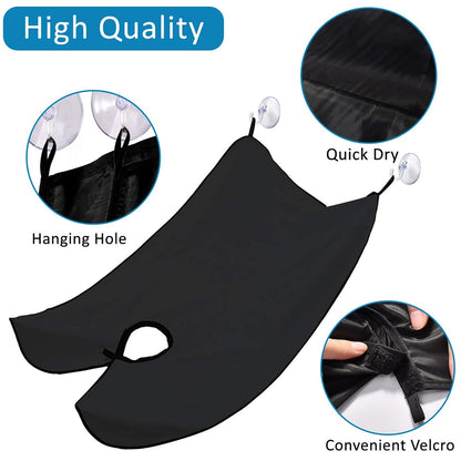 Likeny Beard Bib - Nylon Beard Apron for Men, Black, 6-Piece Set - Gifts for Dad, Husband, Boyfriend