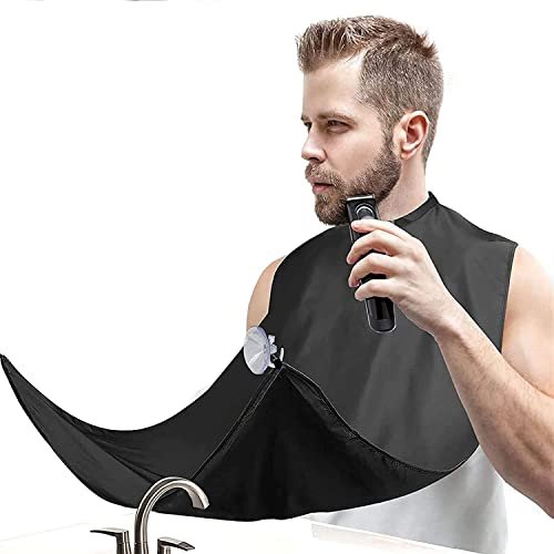 Likeny Beard Bib - Nylon Beard Apron for Men, Black, 6-Piece Set - Gifts for Dad, Husband, Boyfriend - görsel 2