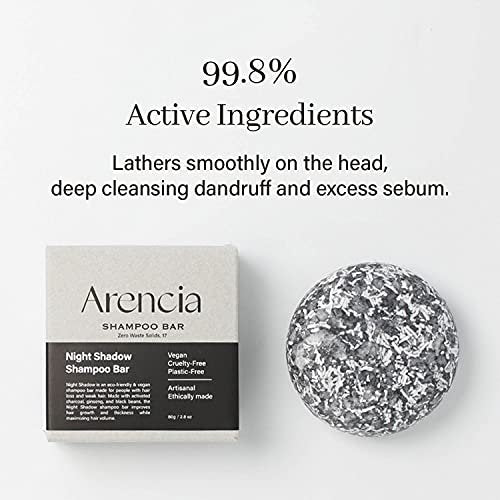 ARENCIA Night Shadow Biotin Shampoo Bar for Hair Regrowth & Loss, Darkening Gray Hair | Strengthening & Volumizing | Normal to Oily Hair | Vegan, Natural, pH Balanced, Sulfate Free - görsel 4