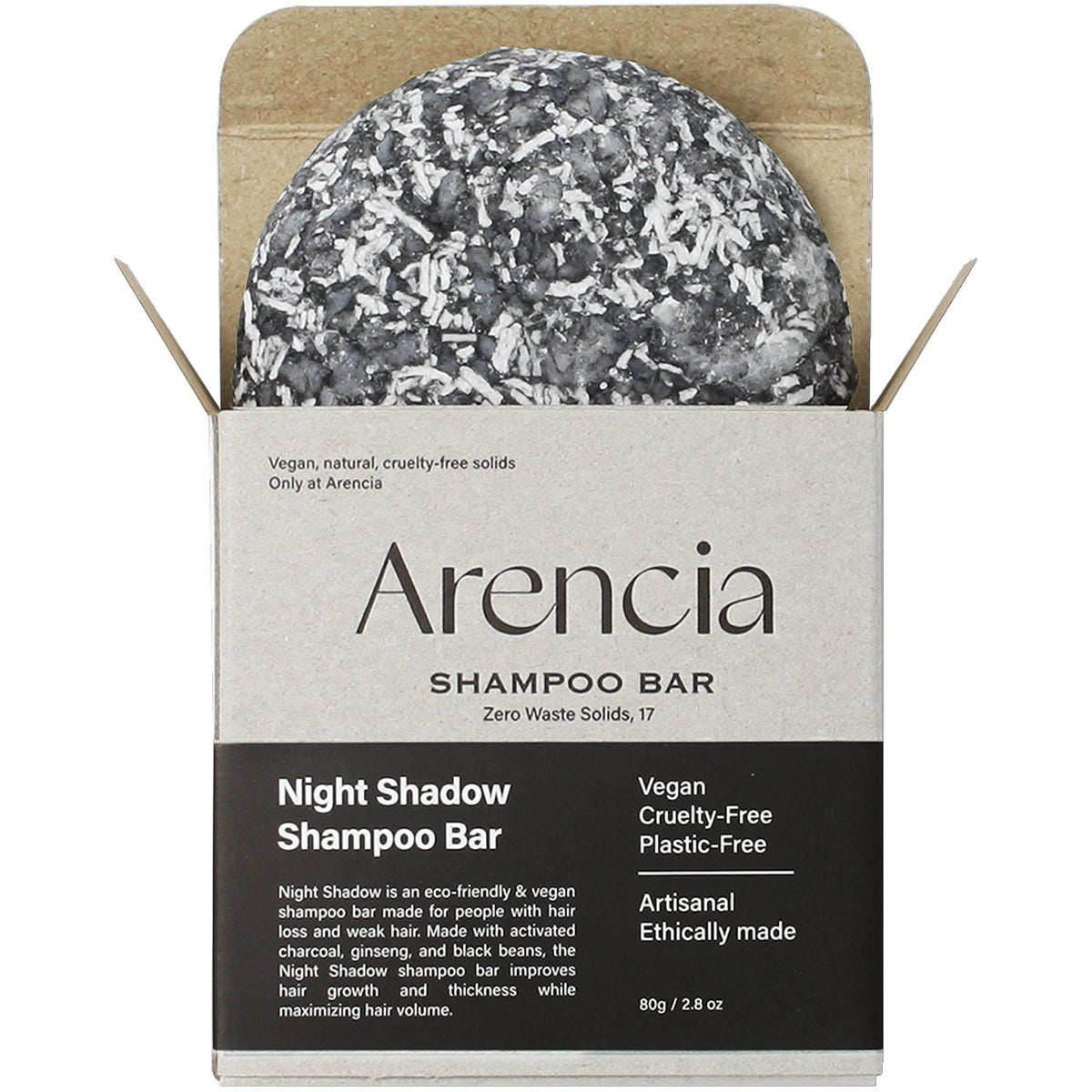 ARENCIA Night Shadow Biotin Shampoo Bar for Hair Regrowth & Loss, Darkening Gray Hair | Strengthening & Volumizing | Normal to Oily Hair | Vegan, Natural, pH Balanced, Sulfate Free - görsel 1