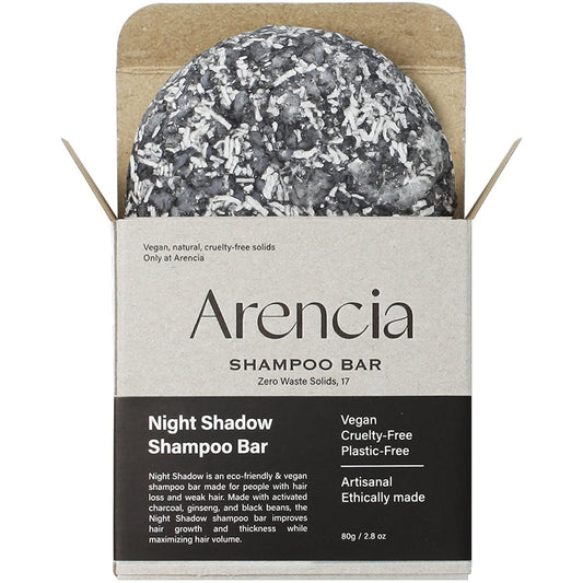 ARENCIA Night Shadow Biotin Shampoo Bar for Hair Regrowth & Loss, Darkening Gray Hair | Strengthening & Volumizing | Normal to Oily Hair | Vegan, Natural, pH Balanced, Sulfate Free