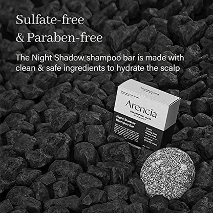 ARENCIA Night Shadow Biotin Shampoo Bar for Hair Regrowth & Loss, Darkening Gray Hair | Strengthening & Volumizing | Normal to Oily Hair | Vegan, Natural, pH Balanced, Sulfate Free