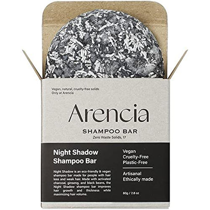 ARENCIA Night Shadow Biotin Shampoo Bar for Hair Regrowth & Loss, Darkening Gray Hair | Strengthening & Volumizing | Normal to Oily Hair | Vegan, Natural, pH Balanced, Sulfate Free