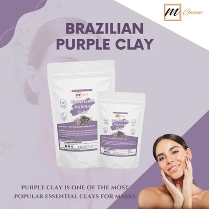 mGanna 100% Natural Brazilian Purple Clay Powder – 0.5 lbs (227 g) for Face Masks, Creams, Soaps & DIY Cosmetics