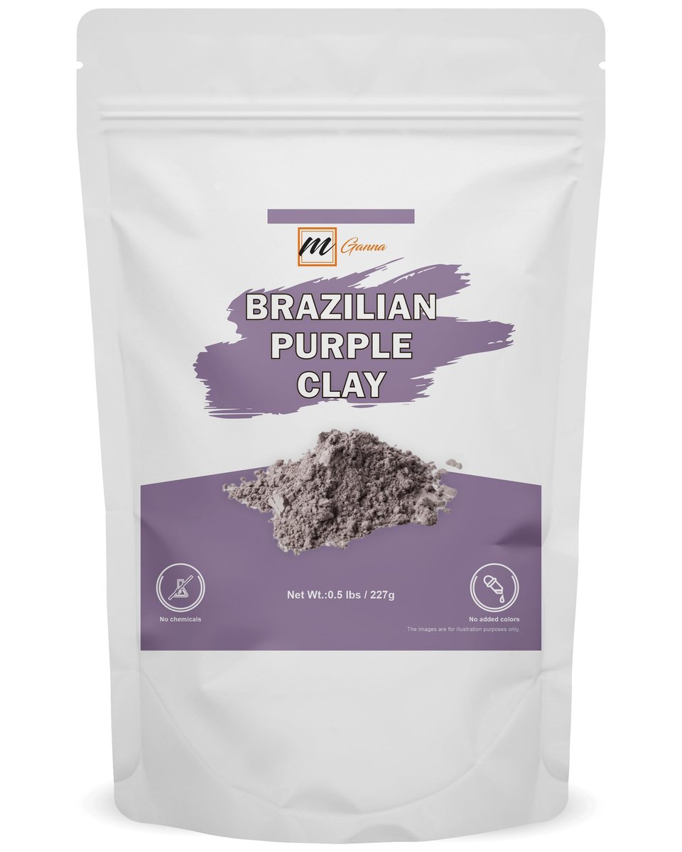 mGanna 100% Natural Brazilian Purple Clay Powder – 0.5 lbs (227 g) for Face Masks, Creams, Soaps & DIY Cosmetics - görsel 1