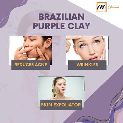 mGanna 100% Natural Brazilian Purple Clay Powder – 0.5 lbs (227 g) for Face Masks, Creams, Soaps & DIY Cosmetics