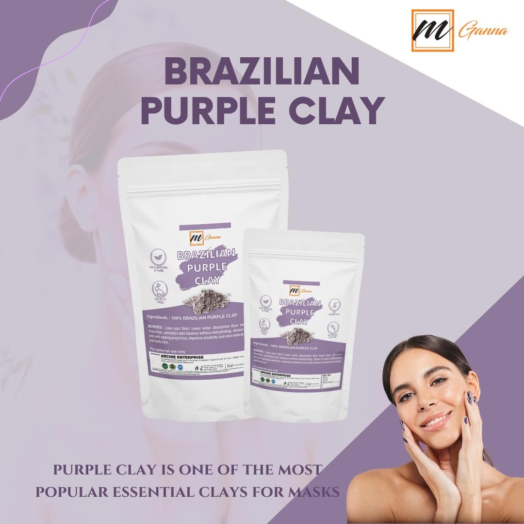 mGanna 100% Natural Brazilian Purple Clay Powder – 0.5 lbs (227 g) for Face Masks, Creams, Soaps & DIY Cosmetics - görsel 7