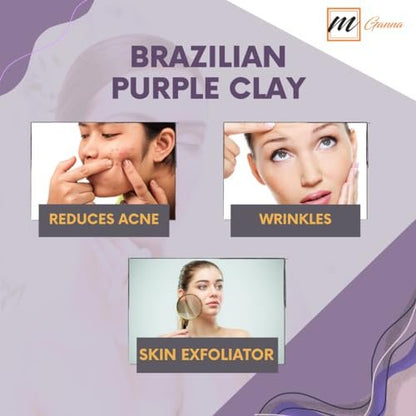 mGanna 100% Natural Brazilian Purple Clay Powder – 0.5 lbs (227 g) for Face Masks, Creams, Soaps & DIY Cosmetics