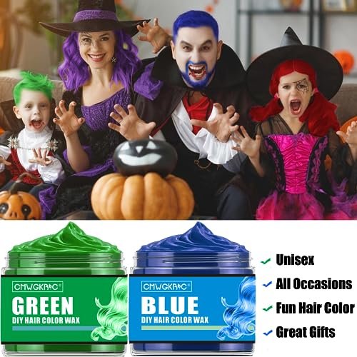 4 Colors Temporary Hair Color Spray for Kids & Teens – Green, Red, Blue, Purple Hair Wax Dye for Parties & Halloween - görsel 12