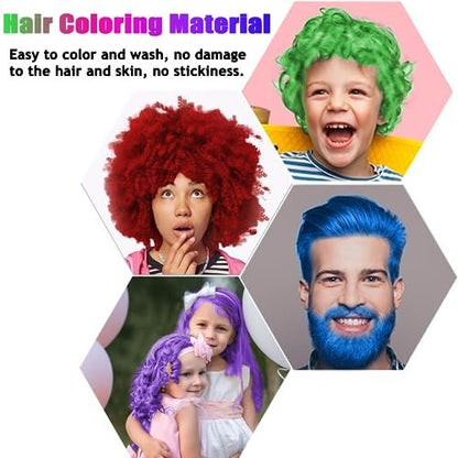4 Colors Temporary Hair Color Spray for Kids & Teens – Green, Red, Blue, Purple Hair Wax Dye for Parties & Halloween