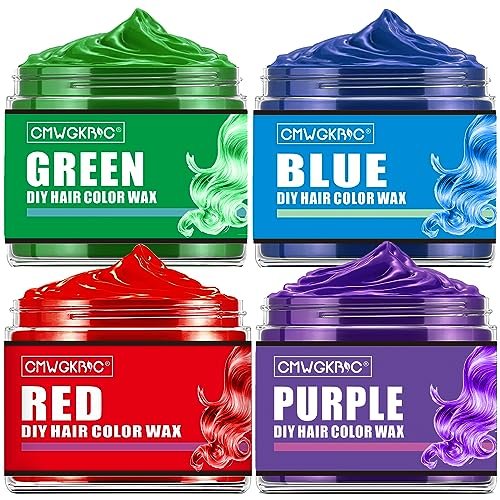 4 Colors Temporary Hair Color Spray for Kids & Teens – Green, Red, Blue, Purple Hair Wax Dye for Parties & Halloween - görsel 2
