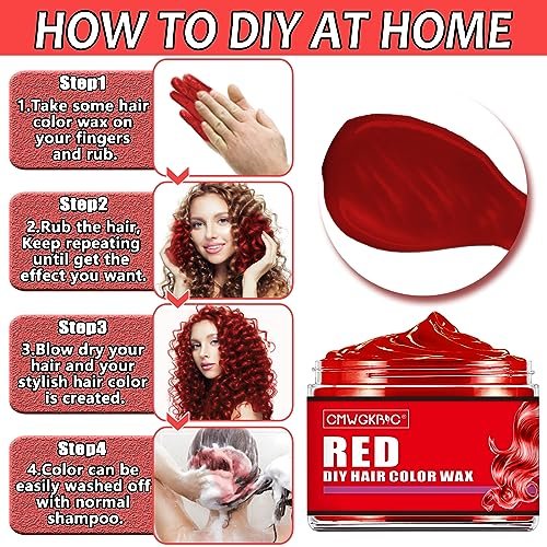 4 Colors Temporary Hair Color Spray for Kids & Teens – Green, Red, Blue, Purple Hair Wax Dye for Parties & Halloween - görsel 14