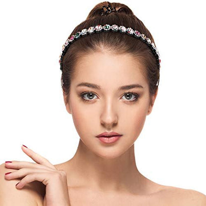 Hoteam 6 Pcs Non-Slip Beaded Headband Set for Women - Chic Flower Style Crystal Hair Bands Avelisse