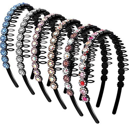Hoteam 6 Pcs Non-Slip Beaded Headband Set for Women - Chic Flower Style Crystal Hair Bands Avelisse