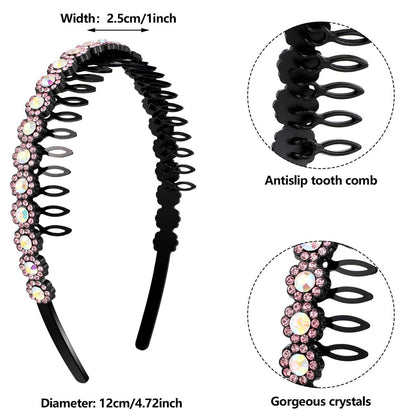 Hoteam 6 Pcs Non-Slip Beaded Headband Set for Women - Chic Flower Style Crystal Hair Bands Avelisse