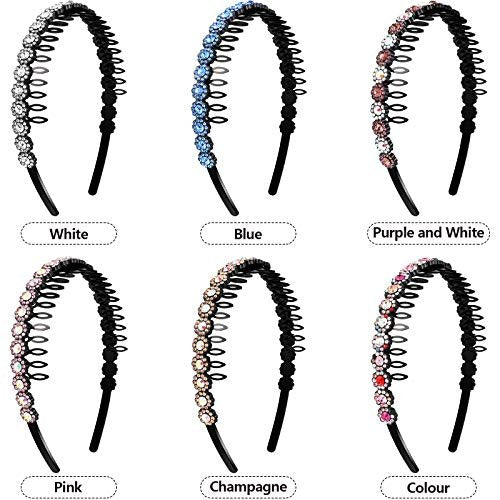Hoteam 6 Pcs Non-Slip Beaded Headband Set for Women - Chic Flower Style Crystal Hair Bands Avelisse