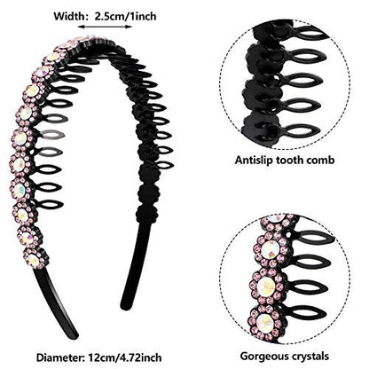 Hoteam 6 Pcs Non-Slip Beaded Headband Set for Women - Chic Flower Style Crystal Hair Bands Avelisse