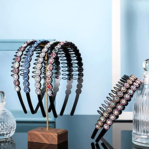 Hoteam 6 Pcs Non-Slip Beaded Headband Set for Women - Chic Flower Style Crystal Hair Bands Avelisse