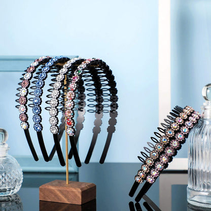 Hoteam 6 Pcs Non-Slip Beaded Headband Set for Women - Chic Flower Style Crystal Hair Bands Avelisse
