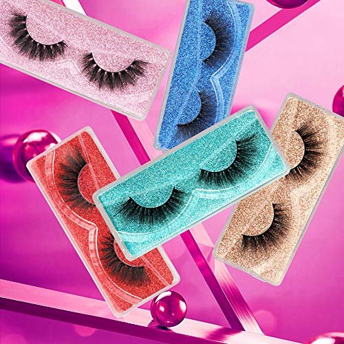 Wispy 18mm Natural 3D Faux Mink Lashes 10 Pairs Mixed Styles with Glitter Boxes - Reusable False Eyelashes Bulk - görsel 4