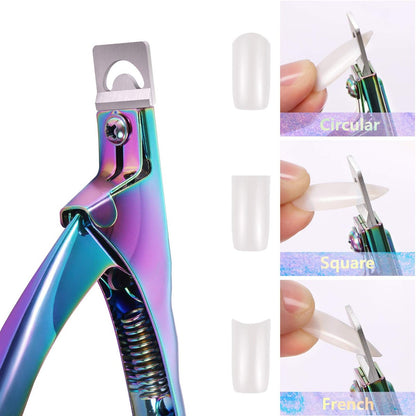 MIKIMIQI 6 Pcs Poly Gel Quick Building Nail Tips Clip Pink Transparent Finger Extension UV LED Builder Nail Tips Clips with 1 Pc Acrylic Nail Tips Clipper Trimmer Cutter for Quick Building Manicure