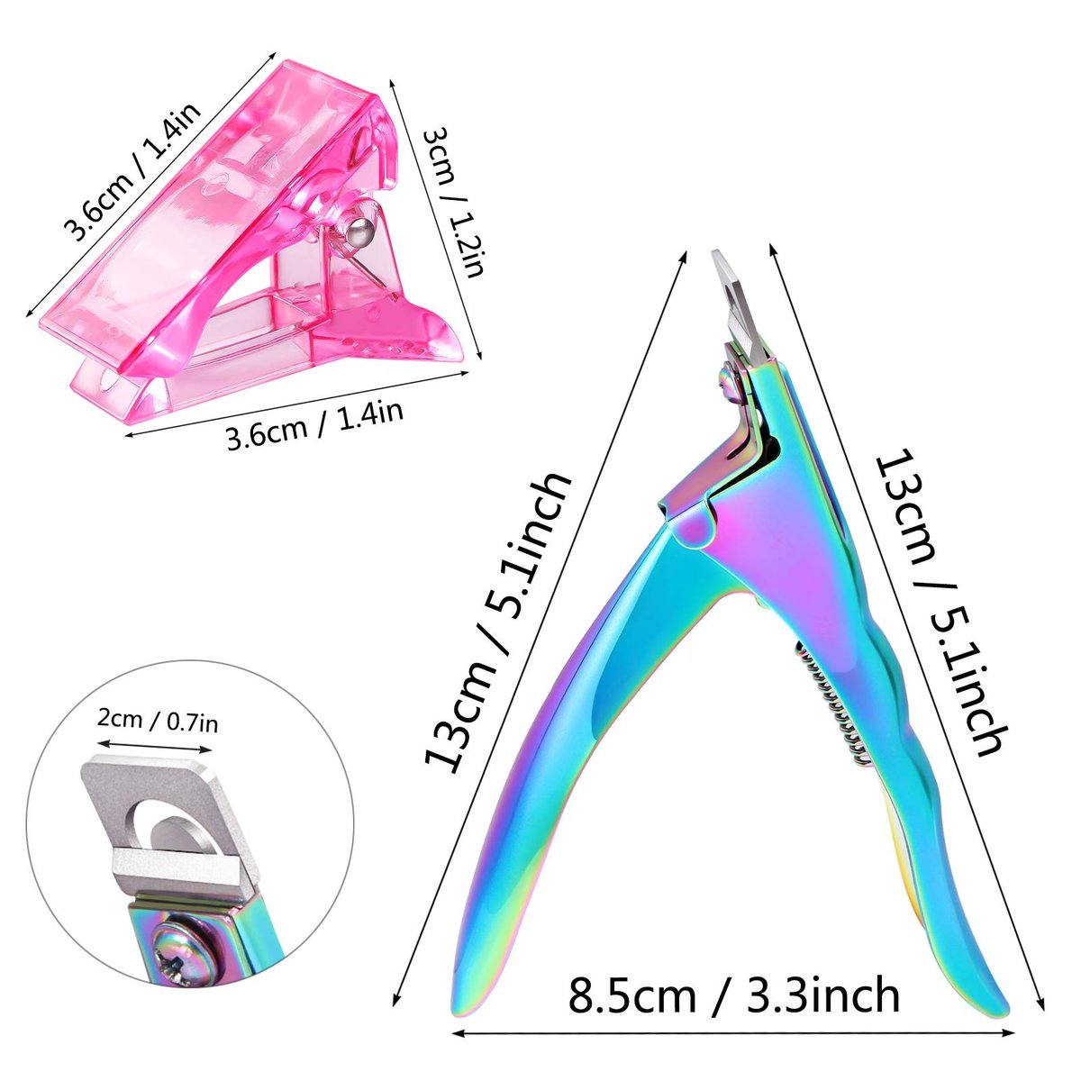 MIKIMIQI 6 Pcs Poly Gel Quick Building Nail Tips Clip Pink Transparent Finger Extension UV LED Builder Nail Tips Clips with 1 Pc Acrylic Nail Tips Clipper Trimmer Cutter for Quick Building Manicure - görsel 3