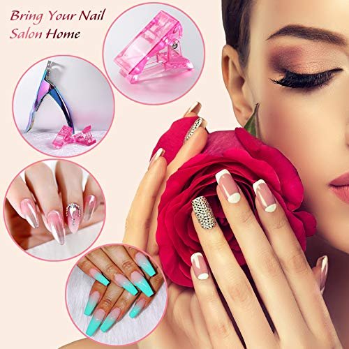 MIKIMIQI 6 Pcs Poly Gel Quick Building Nail Tips Clip Pink Transparent Finger Extension UV LED Builder Nail Tips Clips with 1 Pc Acrylic Nail Tips Clipper Trimmer Cutter for Quick Building Manicure - görsel 14