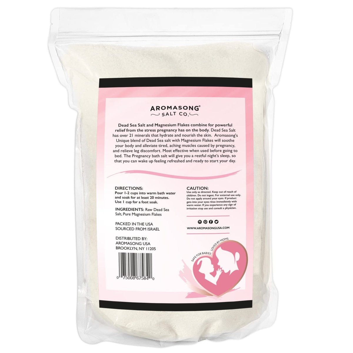 Aromasong Dead Sea Pregnancy Bath Soak - Unscented Pure Magnesium Flakes & Minerals for Pregnancy & Postpartum Muscle Aches & Leg Discomfort (5 LB) Avelisse