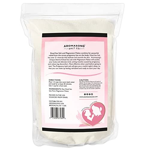 Aromasong Dead Sea Pregnancy Bath Soak - Unscented Pure Magnesium Flakes & Minerals for Pregnancy & Postpartum Muscle Aches & Leg Discomfort (5 LB) Avelisse