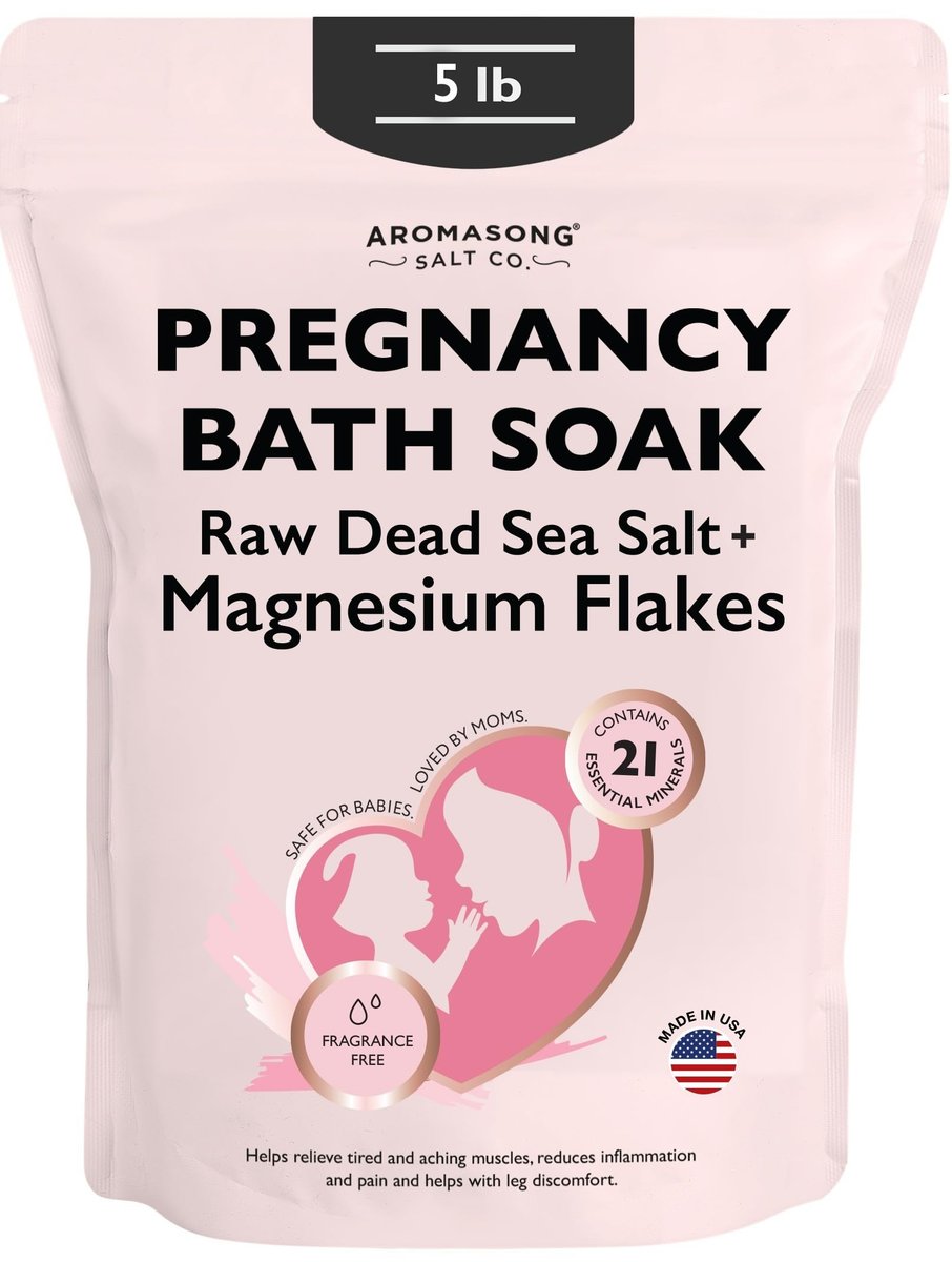 Aromasong Dead Sea Pregnancy Bath Soak - Unscented Pure Magnesium Flakes & Minerals for Pregnancy & Postpartum Muscle Aches & Leg Discomfort (5 LB) Avelisse