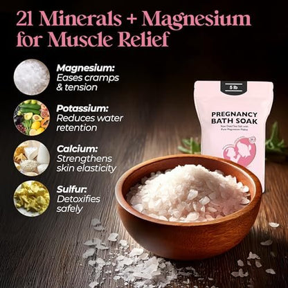 Aromasong Dead Sea Pregnancy Bath Soak - Unscented Pure Magnesium Flakes & Minerals for Pregnancy & Postpartum Muscle Aches & Leg Discomfort (5 LB) Avelisse