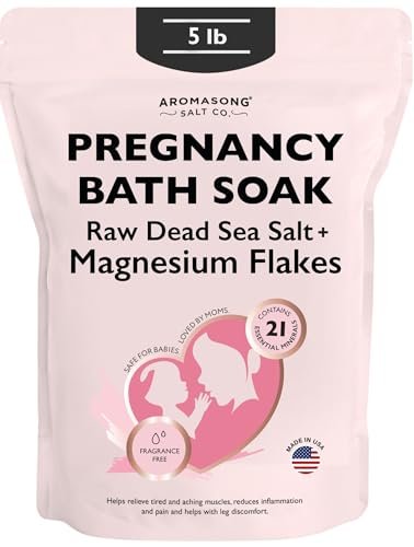 Aromasong Dead Sea Pregnancy Bath Soak - Unscented Pure Magnesium Flakes & Minerals for Pregnancy & Postpartum Muscle Aches & Leg Discomfort (5 LB) Avelisse