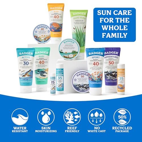 Badger Sport Mineral Sunscreen SPF 40 - Reef Safe, Unscented, 98% Organic, 2.9 fl oz - görsel 12