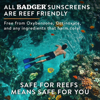 Badger Sport Mineral Sunscreen SPF 40 - Reef Safe, Unscented, 98% Organic, 2.9 fl oz